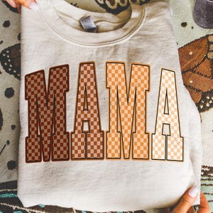 Fall Mama PNG, Checkered Mama Sublimation Design, Autumn Colors Mom Shirt PNG, Retro Mama Fall Download, Trendy Checkered Mom Design shirt