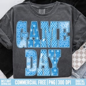 Game day PNG | Retro Football PNG | Football Mom PNG | Football Shirt | Blue Football Shirt Sublimation | GameDay Digital Download Team Blue