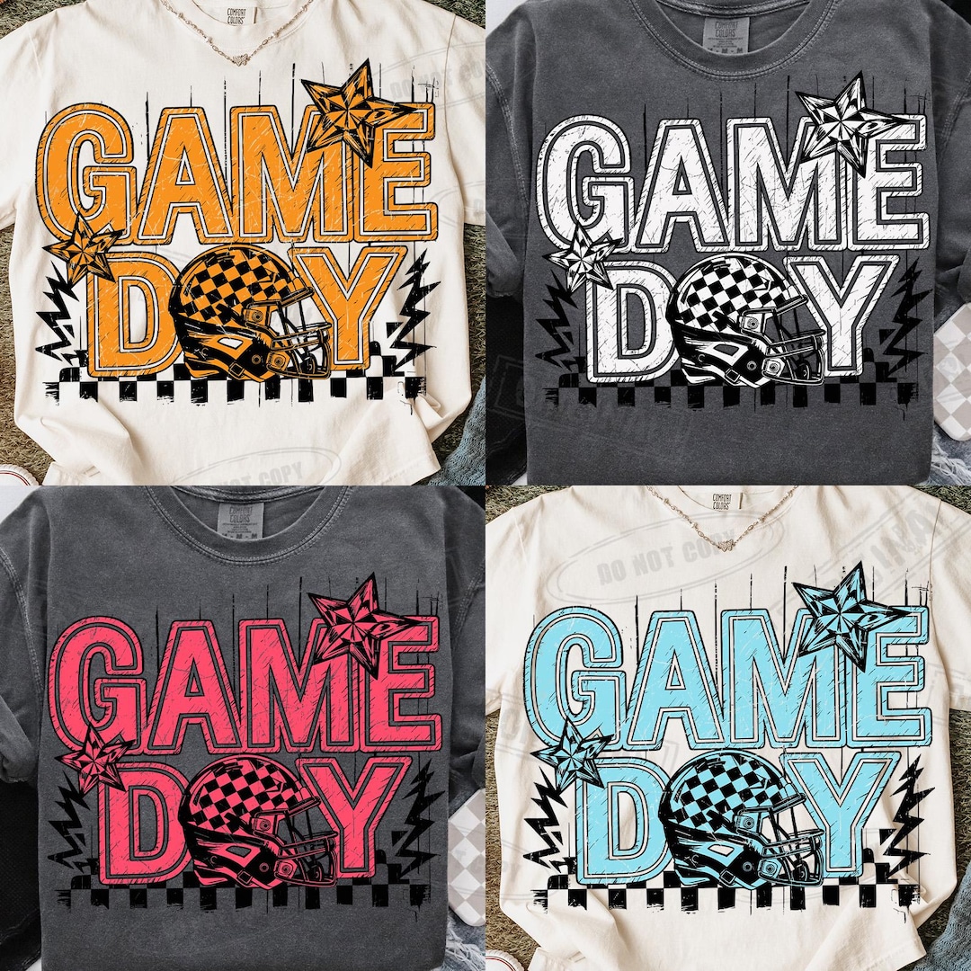 Retro Checkered Football PNG Bundle: Game Day Shirt Design (digital ...