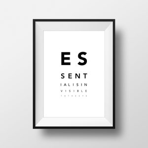 TEXTS. Essential Is Invisible To The Eye |printable poster, digital wall art, home decoration, phrases, minimalist, download file
