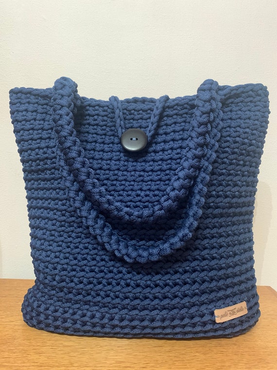 Navy Blue Handbag crochet Handbag handmade Crochet Bag polyester Rope beach Tote shopping Bag crochet Tote Bag crochet Purse Etsy Ireland