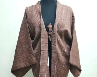 Japanese haori kimono brown kimono jacket /kimono cardigan/vintage kimono robe/#225