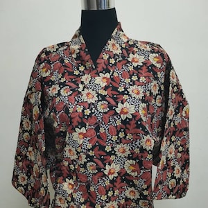Japanese haori dochugi kimono red floral kimono jacket /kimono cardigan/kimono robe/kimono coat/#168
