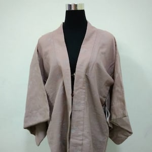 Japanese haori kimono peach floral kimono jacket /kimono cardigan/vintage kimono robe/#079