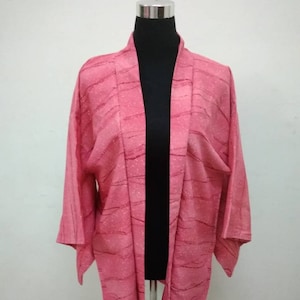 Japanese haori kimono pink abstract kimono jacket/kimono cardigan/vintage kimono robe/#140
