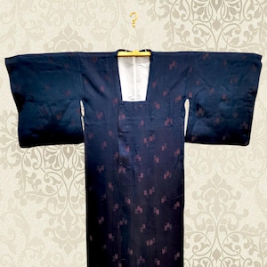 Japanischer Kimono Michiyuki Blau Vintage Lange Kimono Robe #493
