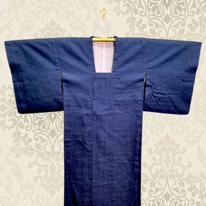 Japanischer Kimono Michiyuki Blaues Vintages Muster Vintage lange Kimono Robe #494