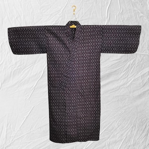 Japanese cotton yukata red abstract pattern vintage long kimono robe #567