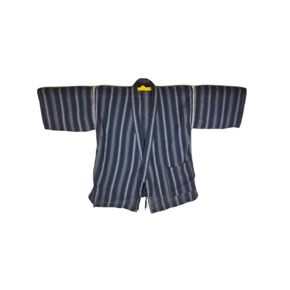 Japanese haori dochugi jinbei kimono black stripe… - image 1