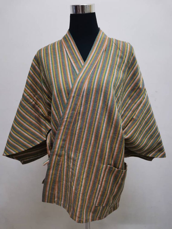 Japanese haori dochugi kimono multicolor kimono j… - image 1