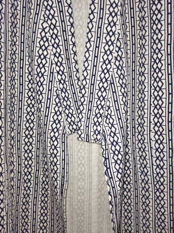 Japanese Cotton Yukata White Blue Geometric Patte… - image 4