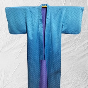 Japanischer Kimono Yukata blau Vintage lange Kimono Robe #593