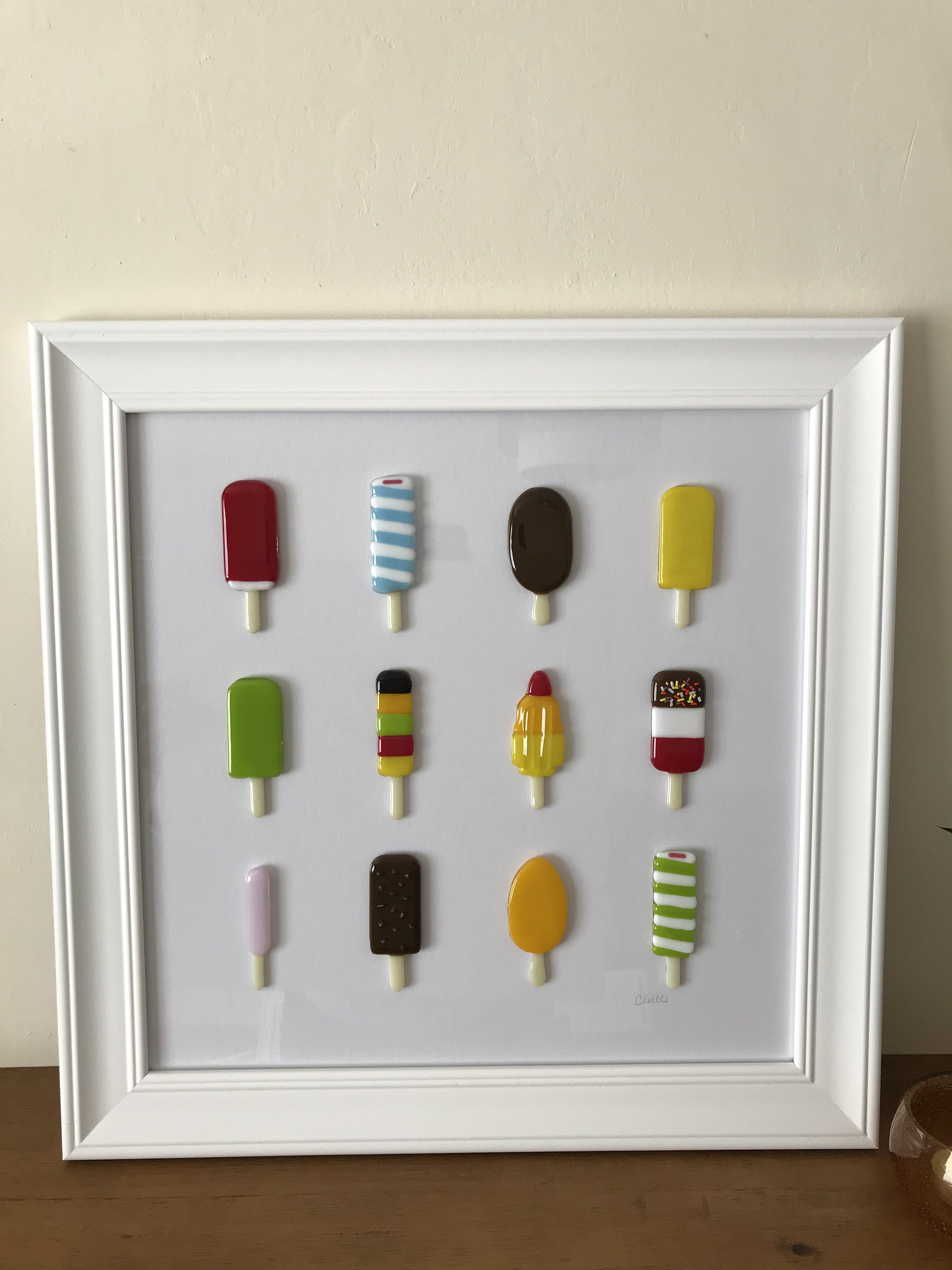 Handcrafted Fused Glass Art, Ice Lolly Picture, Original Art, Wall Art