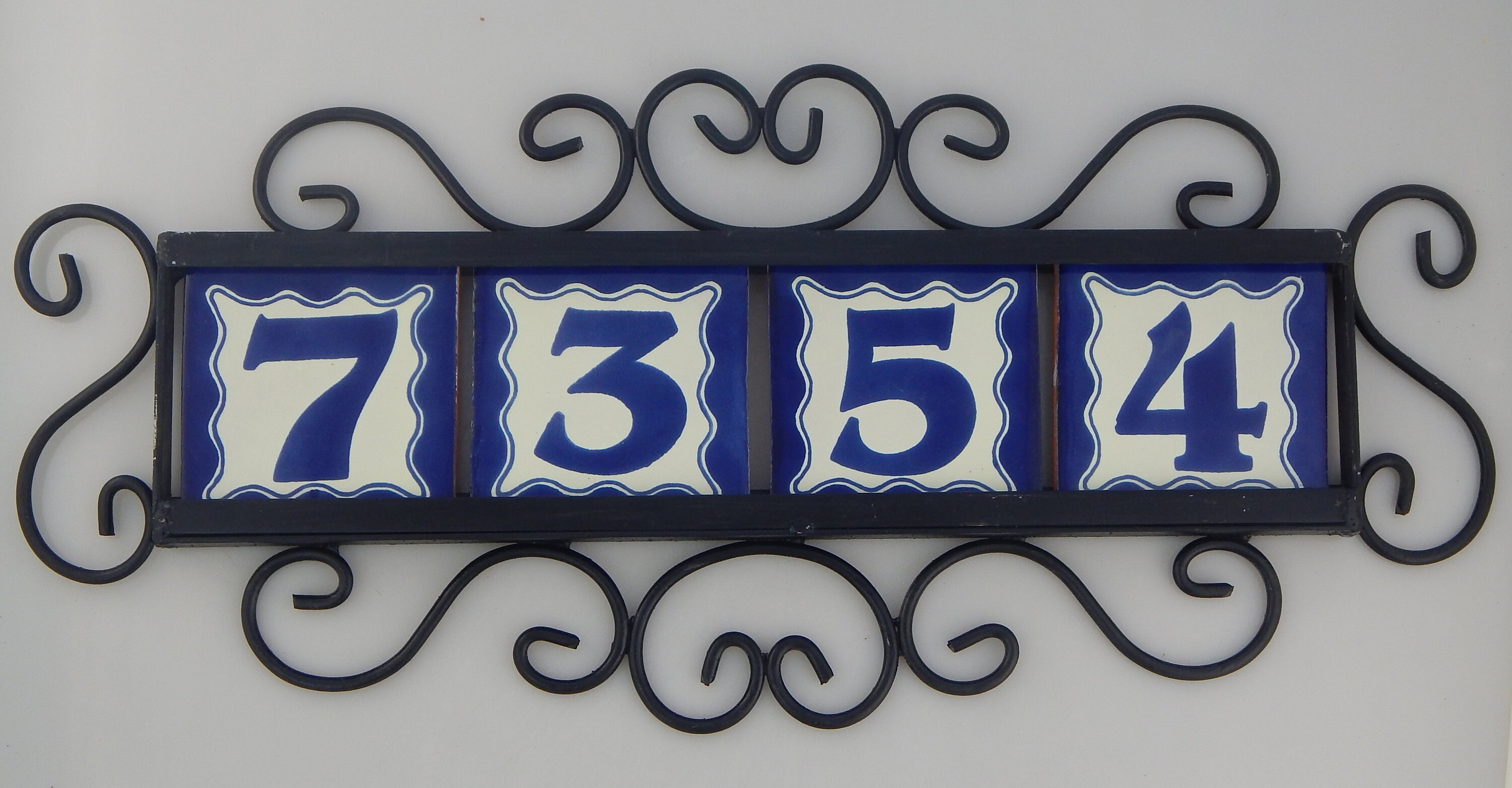 4 Mexican Talavera HOUSE NUMBER Tiles & Iron Frame Horizontal Etsy