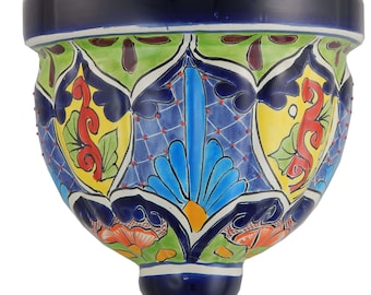 Mexican Talavera Wall Planter Handmade Handpainted Pottery  Hanging Sconce-27