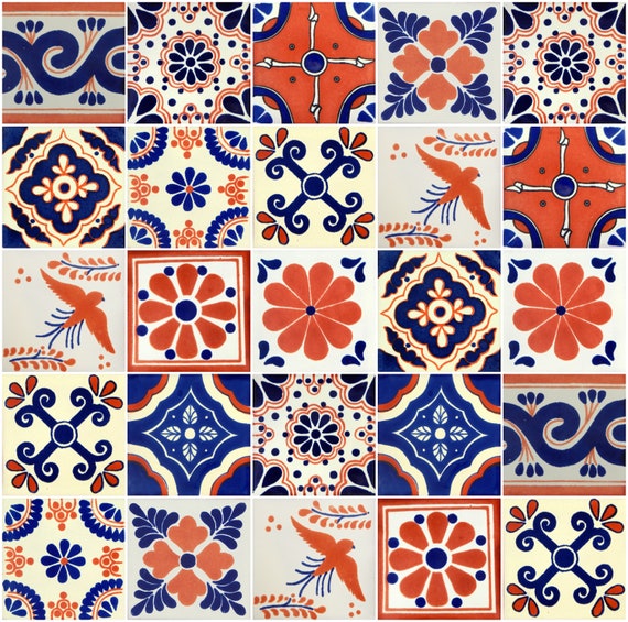 25 Piezas Mexicanas Talavera Azulejos Hechos a Mano Diseños - Etsy España