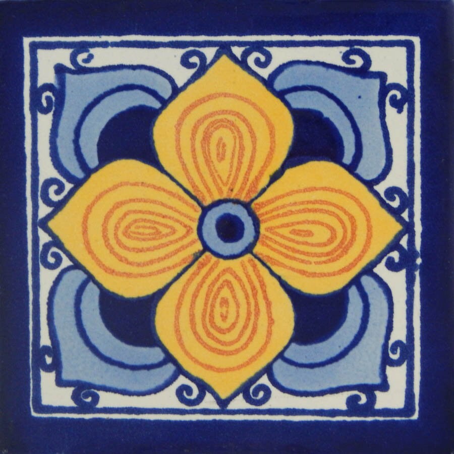 Mexican Tile Folk Art Handmade Talavera Backsplash Handpainted Mosaic # C345 Mexican Tile Folk Art Handmade Talavera Backsplash Handpainted Mosaic # C345