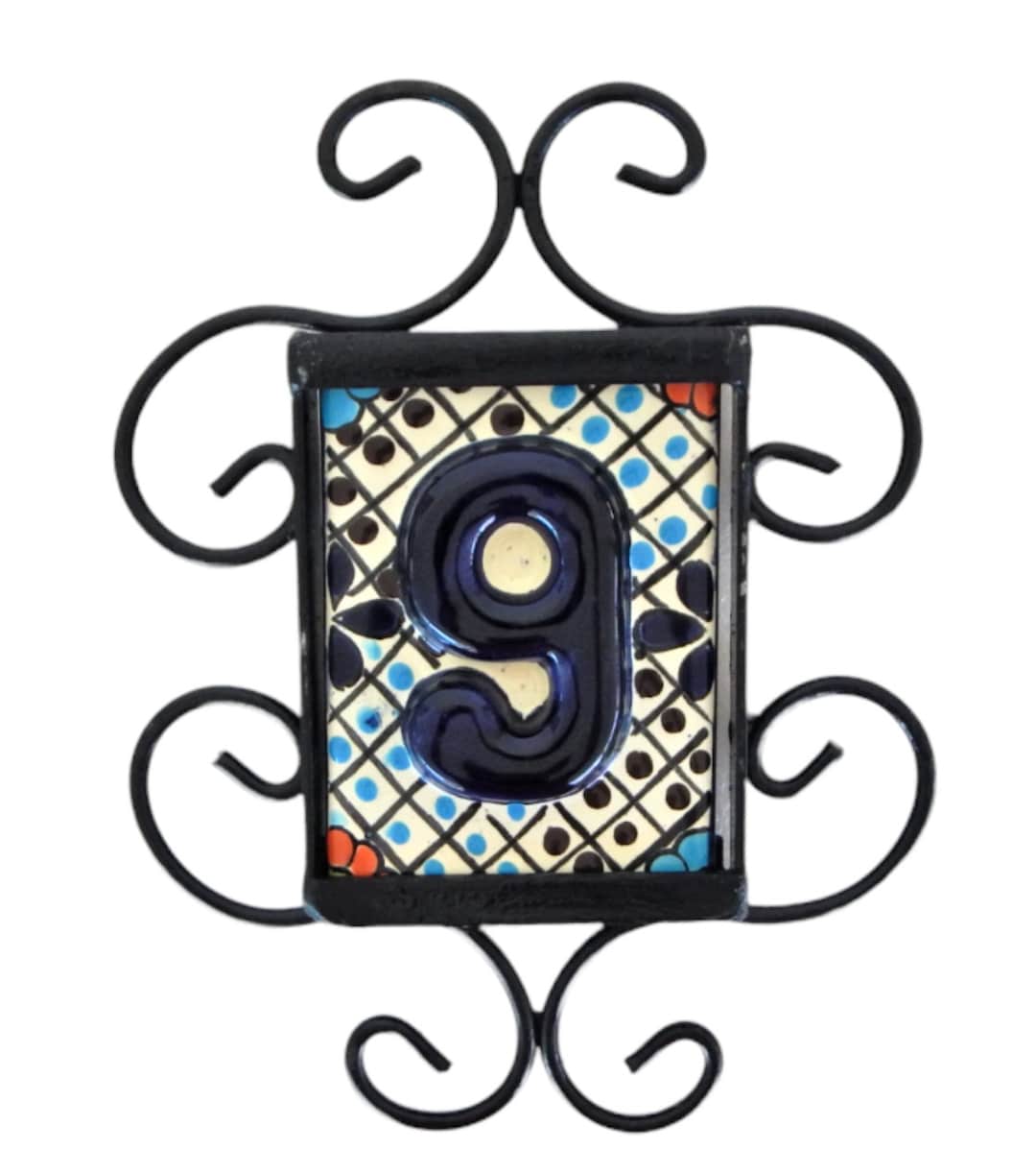 1 Mexican Talavera House Number Tile Address Numbers Ceramic Wedding