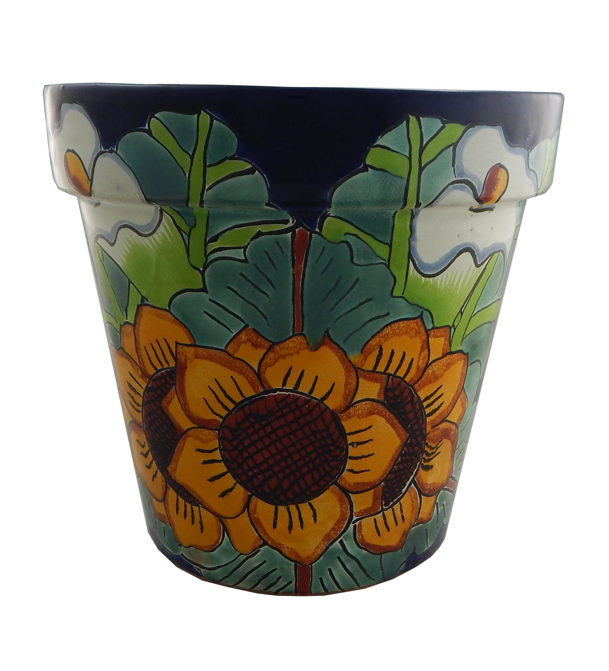 Mexican Ceramic Flower Pot Planter Folk Art Pottery Handmade Etsy UK