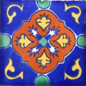 50 Mexican Talavera TILES 2x2 Clay Handmade Folk Art Mosaic Handpainted 2-18