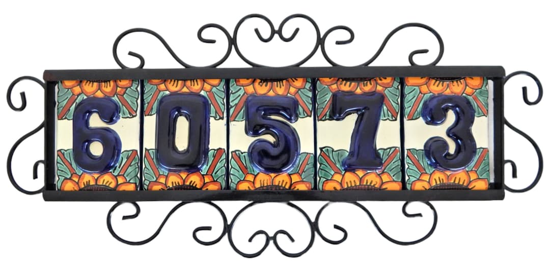 5 Mexican Talavera House Number Tile Address Numbers Ceramic Wedding