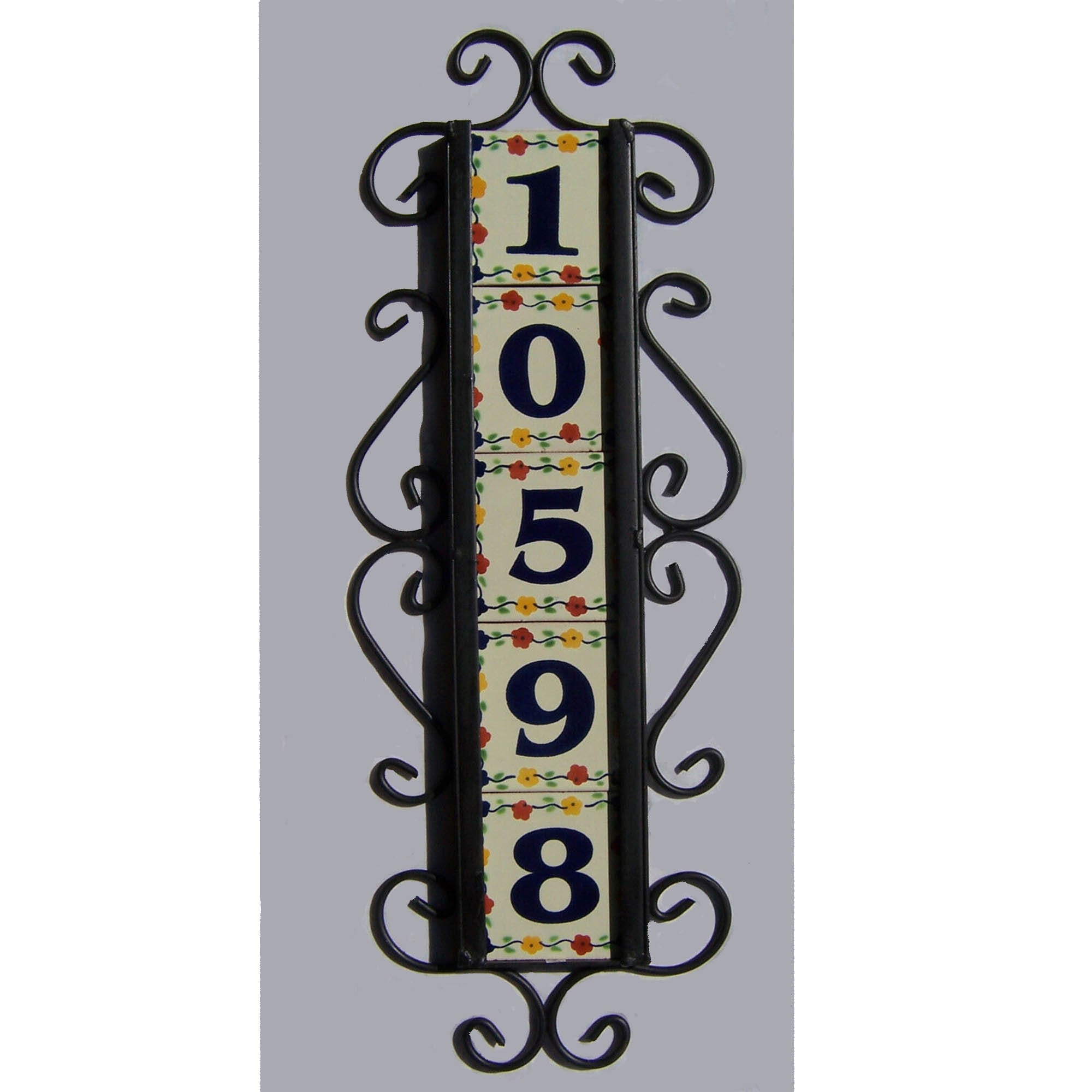 5 Mexican Talavera HOUSE NUMBER Tiles & Iron Frame Vertical Etsy