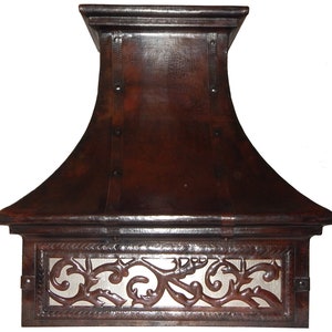 Mexican Copper Range Hood Wall Mount Leaf Guide Design 30 Etsy 