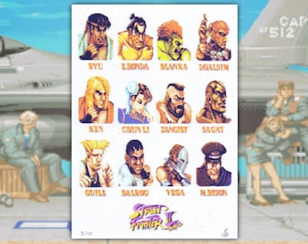 Street Fighter II - hand printed Risograph