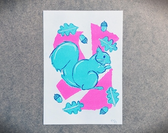 Woodland Walk: Squirrel - Risograph print