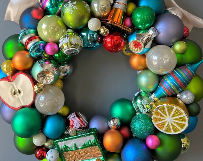 Nostalgic Colorful Ornament Wreath Vintage and New Etsy