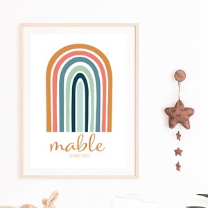 Personalised Name Print, Rainbow Print, Nursery Wall Art, Kids Room Wall Art, Printable Nursery Art