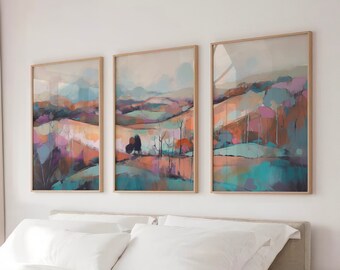 Bedroom Wall Art, Forest Wall Art, Abstract Landscape, Nature Wall Art, Landscape Set, 3 Piece Wall Art, Statement Wall - DIGITAL DOWNLOAD