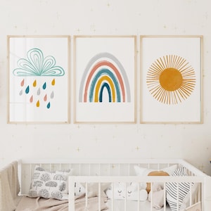 Kids room Wall Art, Baby Room Art, Rainbow Nursery Decor, Boho Nursery Prints, Sunshine Print, Neutral Nursery, DIGITAL DOWNLOAD