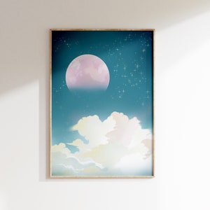 Moon Print | Night Sky Art | Teen Room Decor | Printable Wall Art