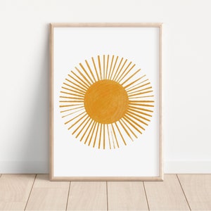 Sunshine Art Print, Boho Sunshine Print, Nursery Printable Art, Minimalist Sun Art, Kids Room Décor, Playroom Art, Hello Sunshine, Digital