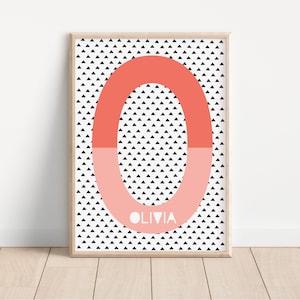 Personalised Initial Name Print, Monogram Print, Nursery Wall Art, Children&#39;s Bedroom Wall Decor, Printable Nursery Art