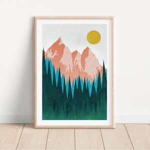 Mountain Forest Art | Nordic Art Print | Scandi Wall Art | Woodland Wall Art