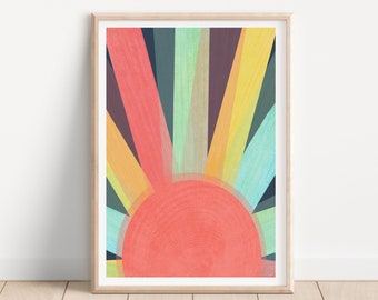 Nursery Sunshine Print, Nursery Printable, Colorful Boho Sun Print, you are my sunshine, Boho Nursery Décor, Sunshine Poster, Digital