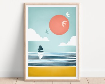 Nautische kwekerij kunst, decor oceaan kwekerij, Sunshine kwekerij print, boho kinderkamer kunst, decor kinderkamer, afdrukbare kinderkamer kunst