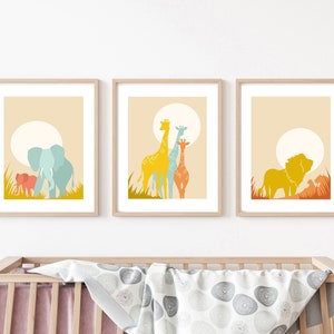 Safari Nursery Decor, Set of 3 Prints, Minimalist Nursery, African ...