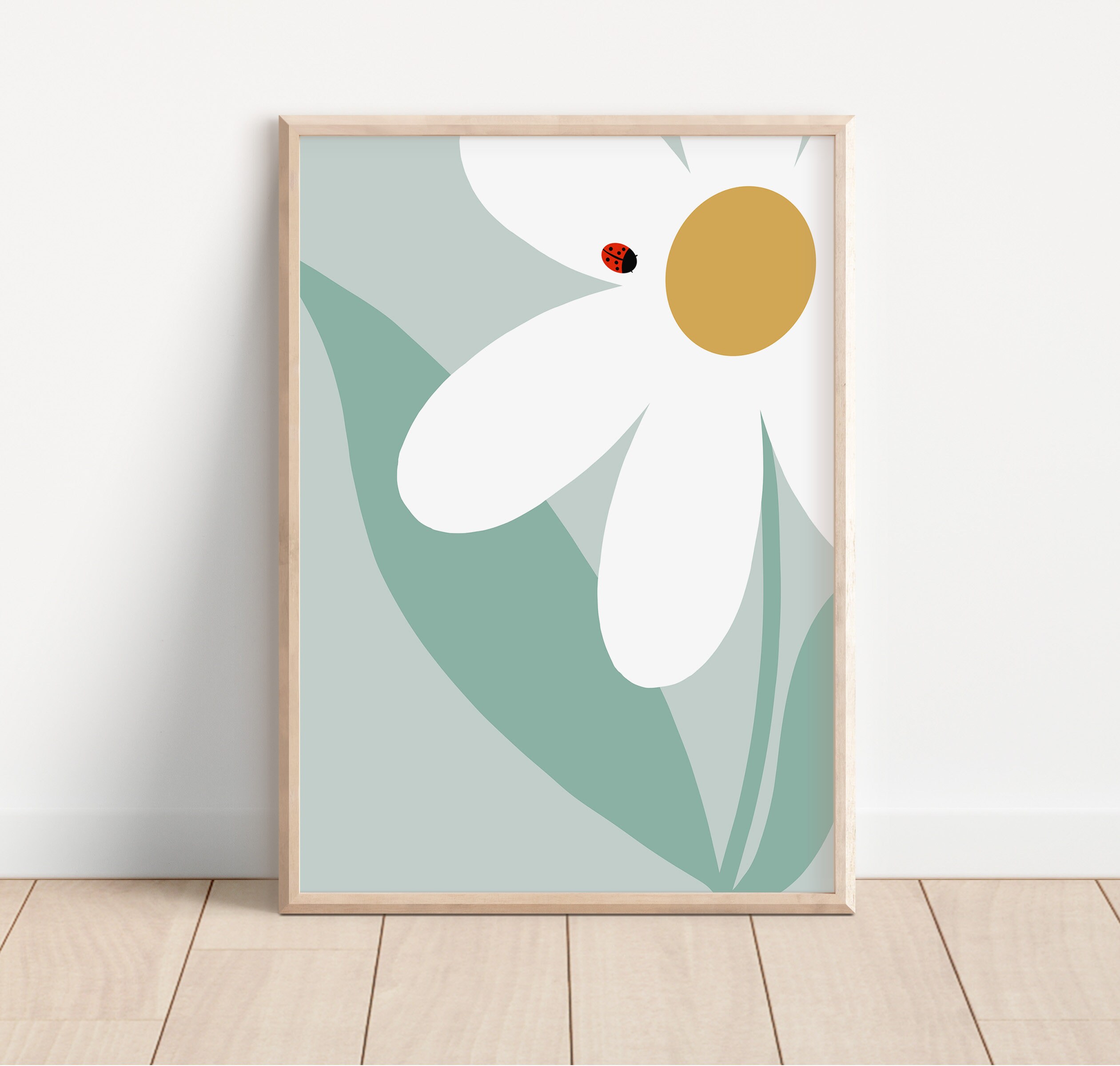 Set of 3 Prints, Daisy Flower Print Set, Daisy Wall Art, Ladybug Print ...