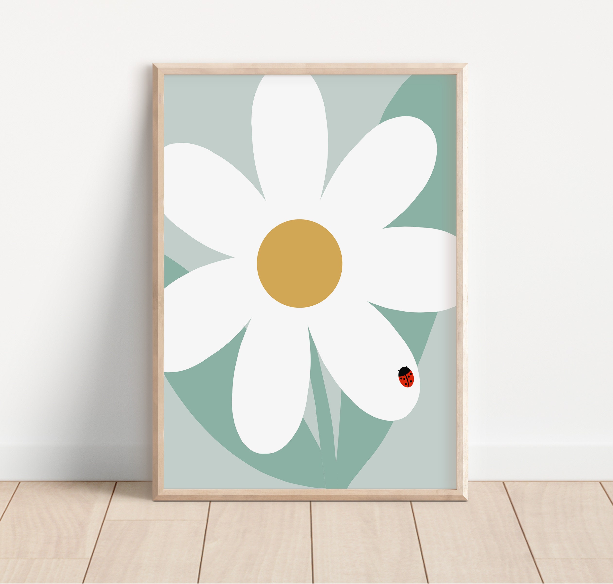 Set of 3 Prints, Daisy Flower Print Set, Daisy Wall Art, Ladybug Print ...