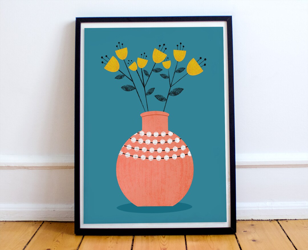 Minimalist Flower Wall Art, Flower Wall Décor, Modern Flower With Vase