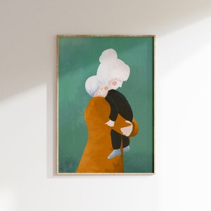 母のプリント、母と子のウォールアート、新米ママへのギフト、初めての赤ちゃんへのギフト、ギャラリーウォールアート、美しい壁装飾