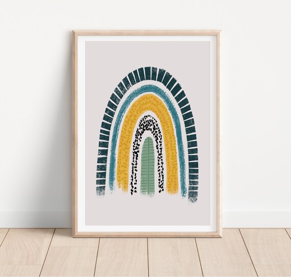 Aztec Rainbow Nursery Prints, Nursery Printable Wall Art, Boho Nursery Décor, Minimalist Rainbow, Poster, Trendy Nursery Art, Digital