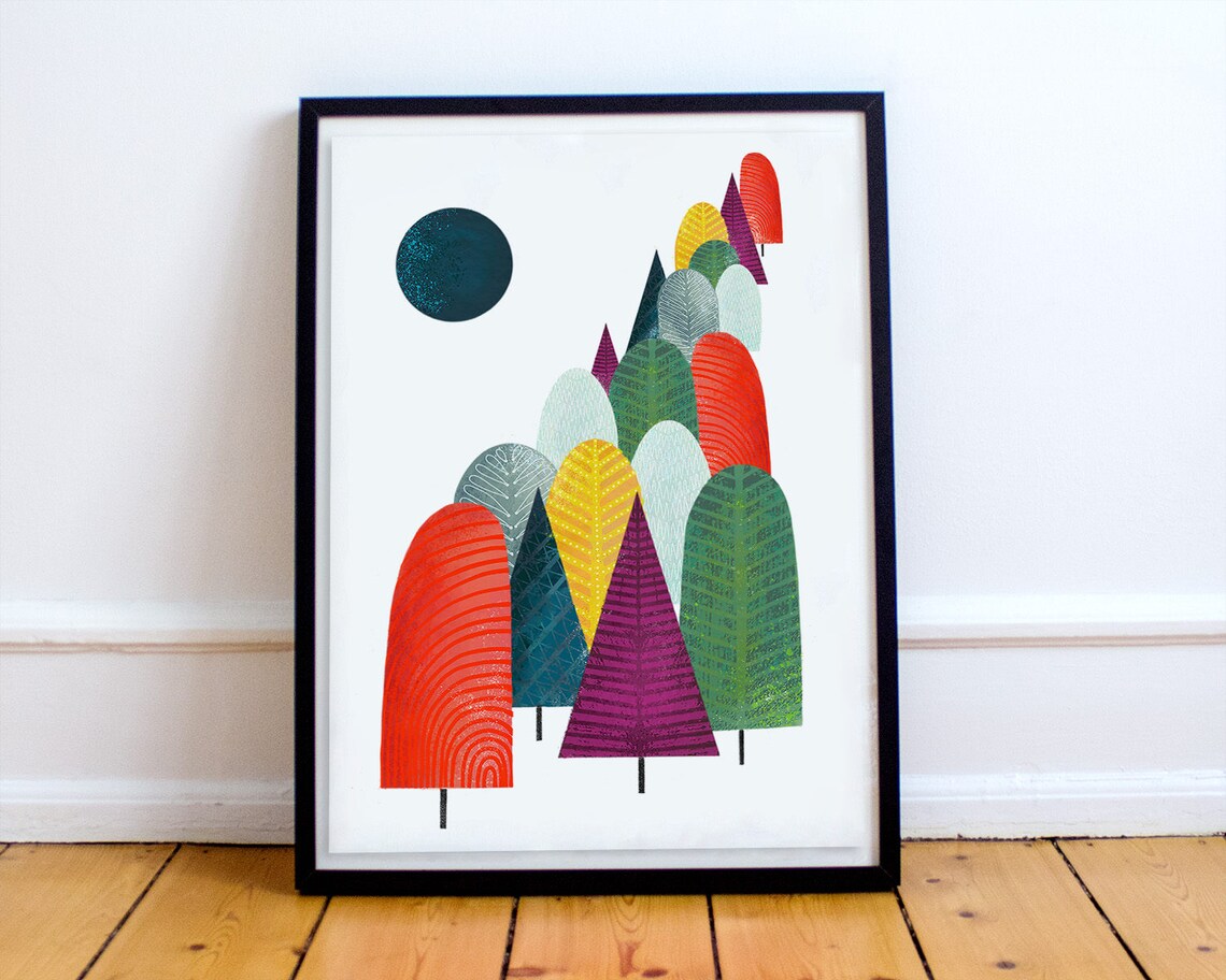 Woodland Wall Art Whimsical Wall Art Scandi Nursery Wall Etsy