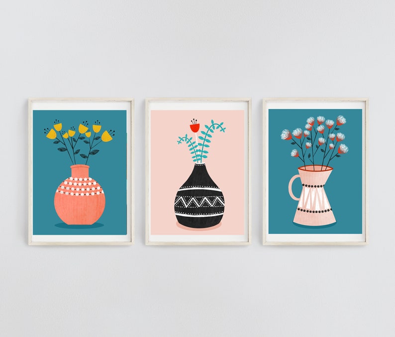 Plant Wall Art Kitchen Wall Art Set of 3 Prints Flower Etsy