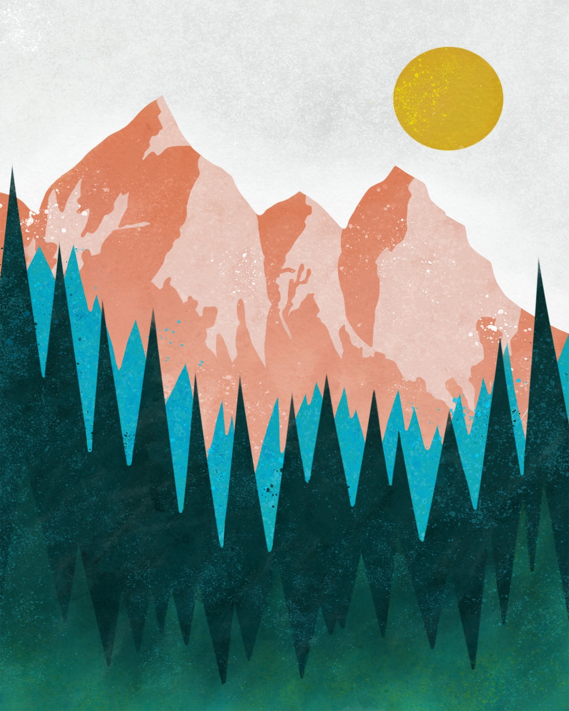 Mountain Forest Art Nordic Art Print Scandi Wall Art | Etsy
