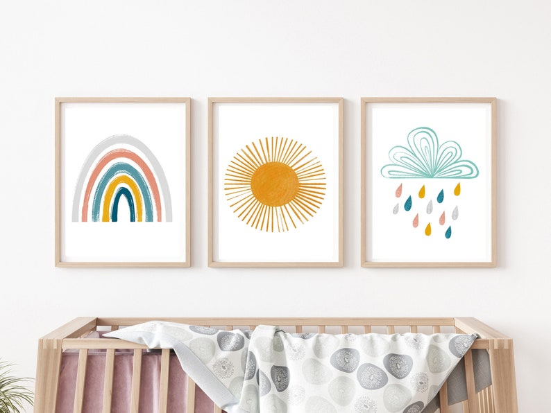 Boho Rainbow Nursery Prints Set of 3