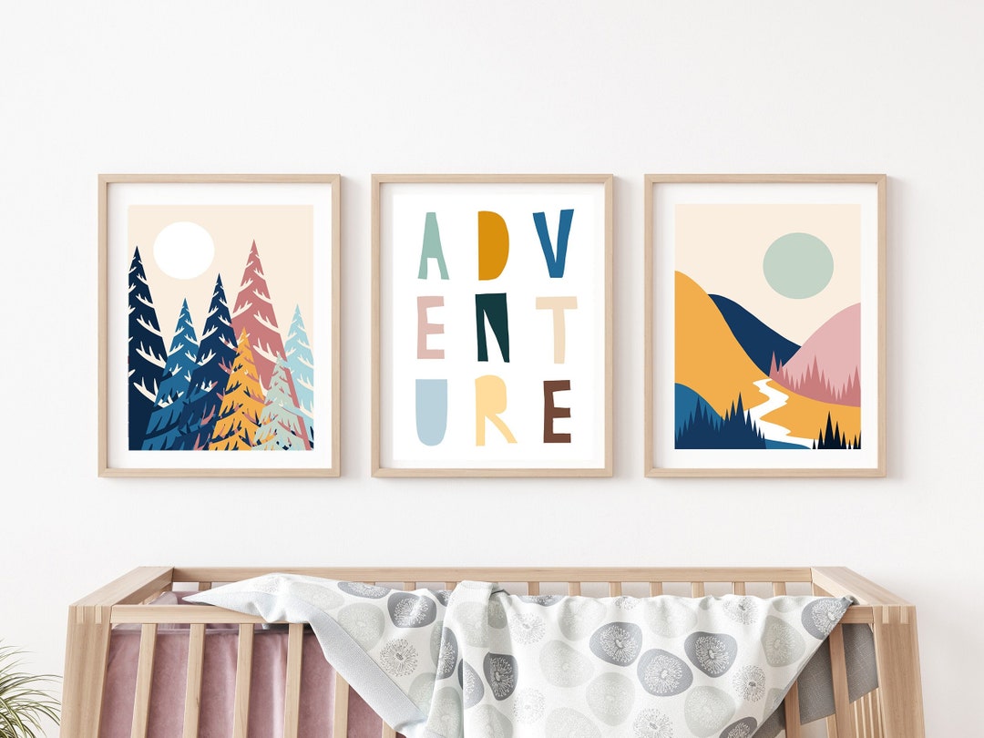 Adventure Wall Art, Set of 3 Prints, Boho Nursery Decor, Printable ...